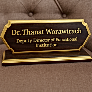 ป้ายชื่อตั้งโต๊ะไม้