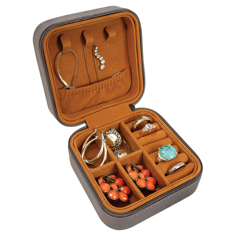 Thumbnail: Personalized Leatherette Travel Jewelry Box (4" x 4")