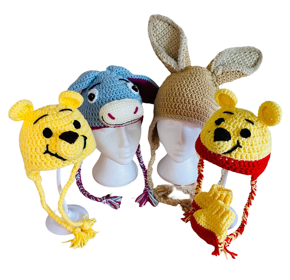 Thumbnail: Eeyore Donkey Hat with earflaps and braids 