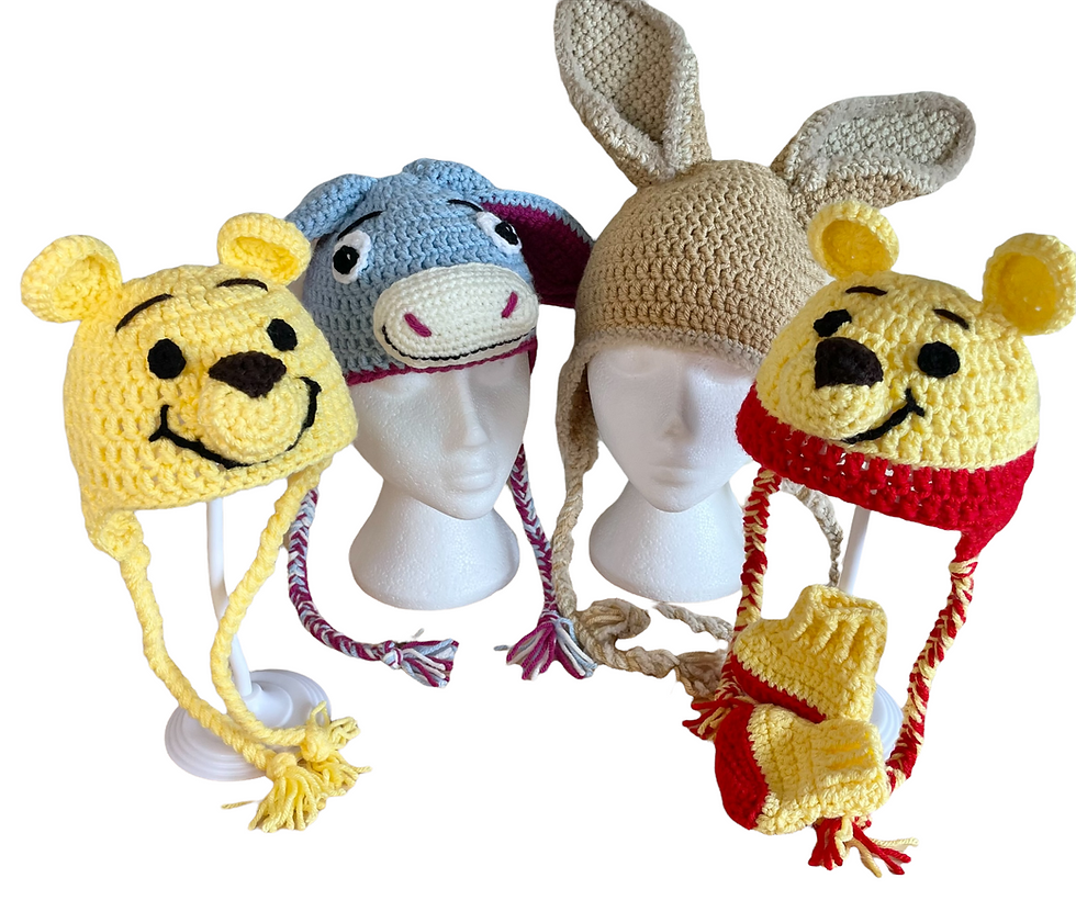 Thumbnail: Winnie The Pooh inspired Bear Gift Set - hat and booties