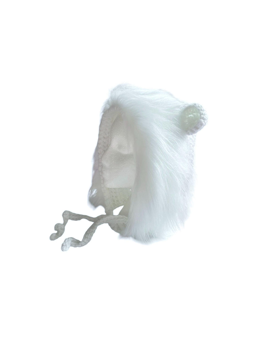 Thumbnail: Bear Ears Bonnet - Warm Bear Hood with Fluffy Edging and Ties, handcrafted 