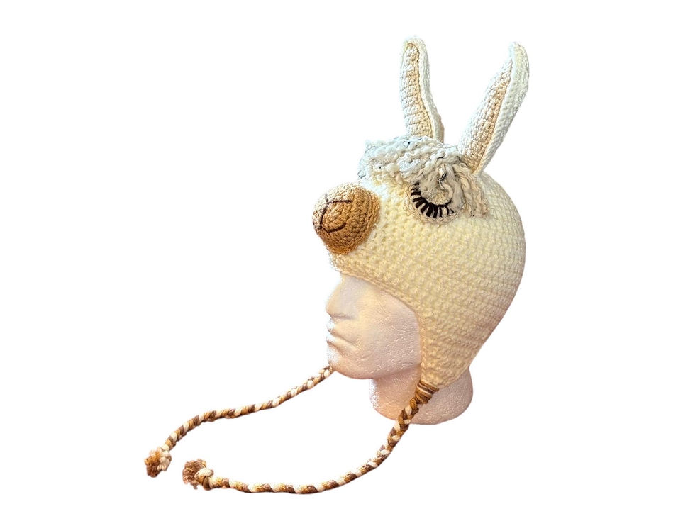 Thumbnail: Llama hat with distinctive banana shaped ears - in your choice of colour