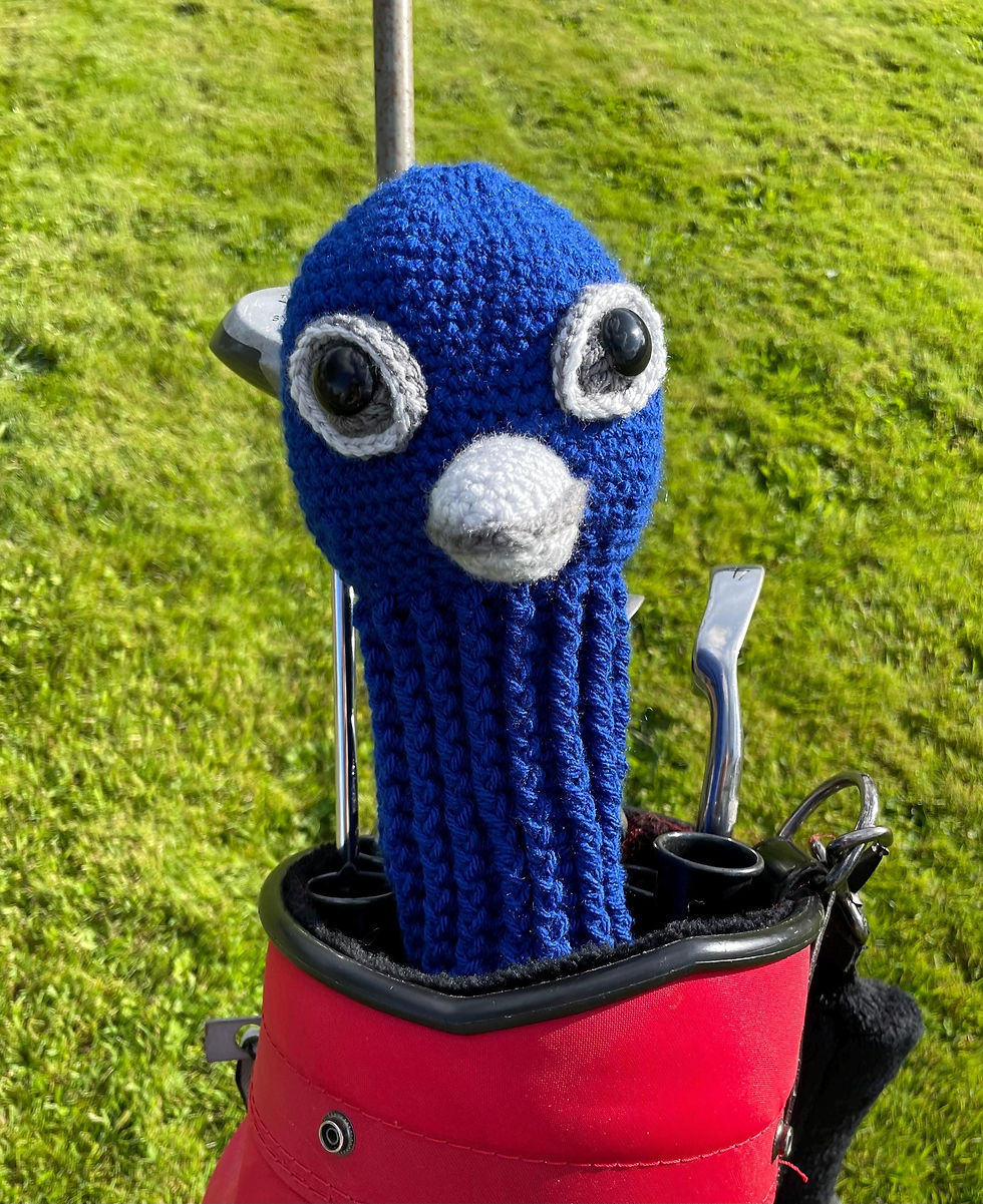 Thumbnail: Crocheted Frog Golf Driver Headcover: Handmade Green Golf Club Cover - Golfing g