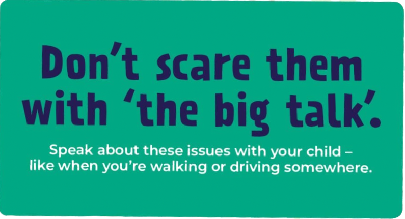 Card saying: Don't scare them with "the big talk"