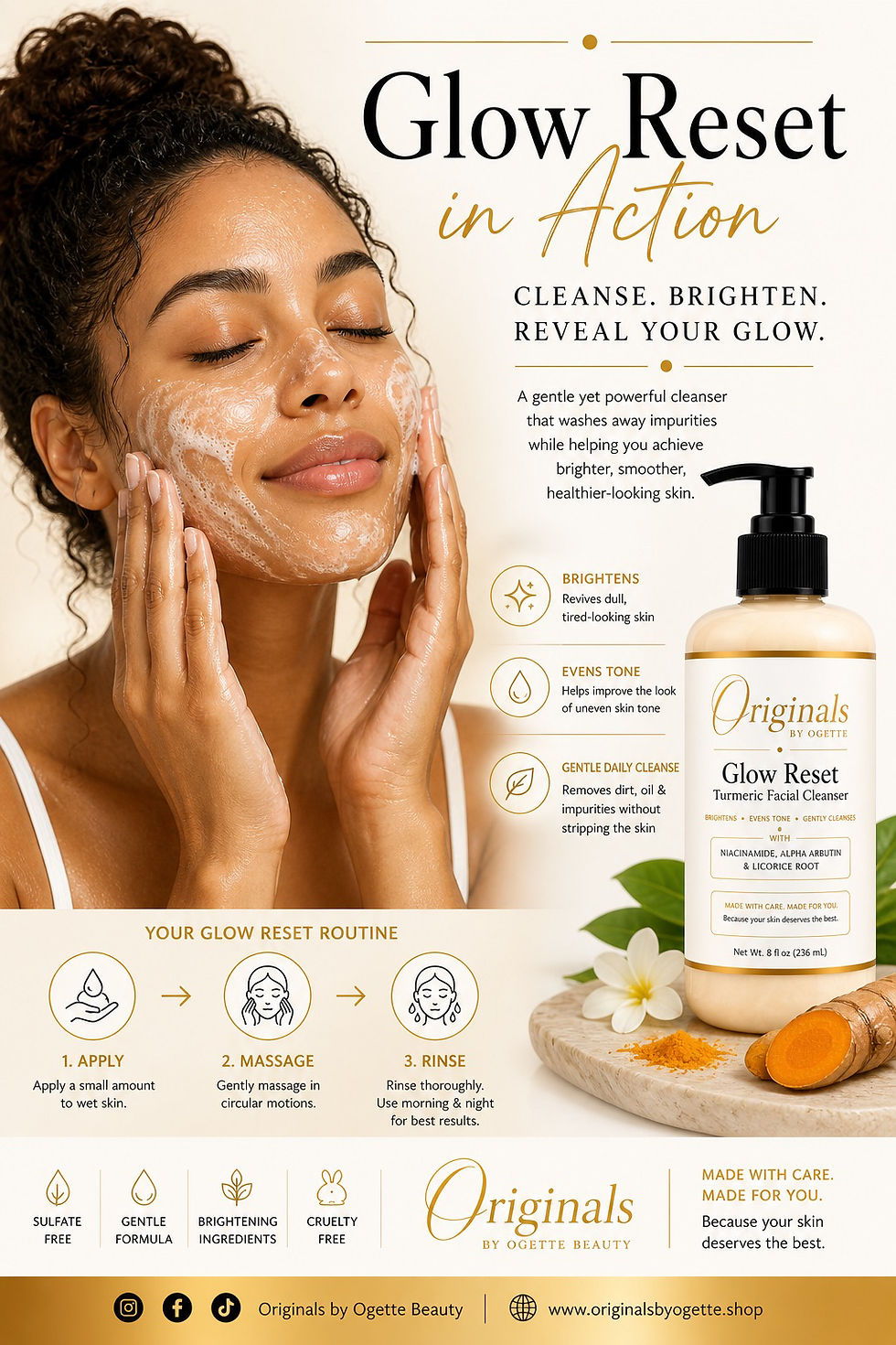 Thumbnail: Glow Reset Turmeric Facial Cleanser by Originals by Ogette for brighter, refreshed-looking skin.