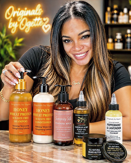 Originals by Ogette collection of beauty and grooming products, including Honey Wheat Protein Shampoo and Conditioner