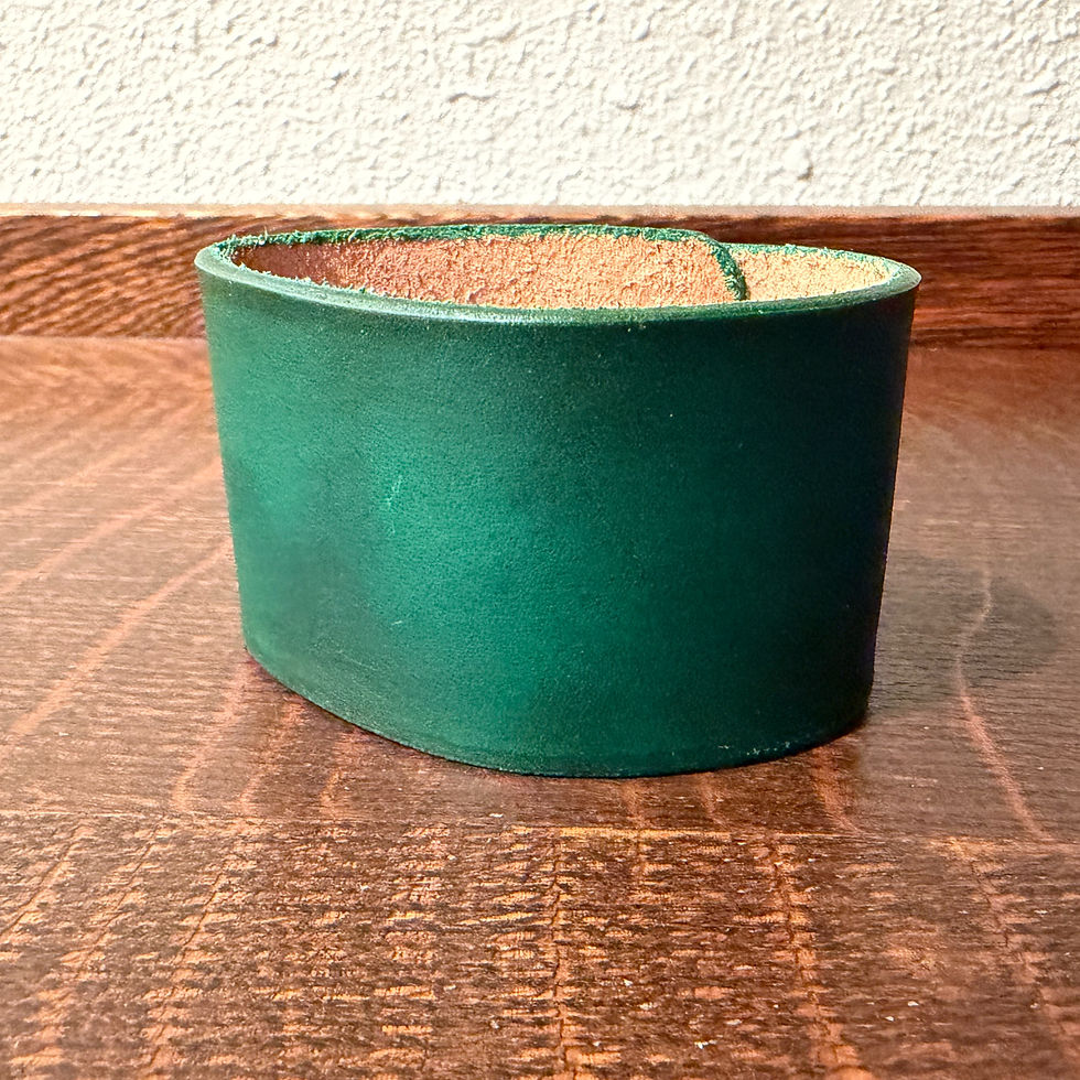 Emerald Green Leather Cuff- Adjustable