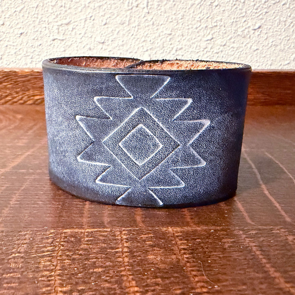 Aztec Inspired Leather Cuff- Adjustable closed