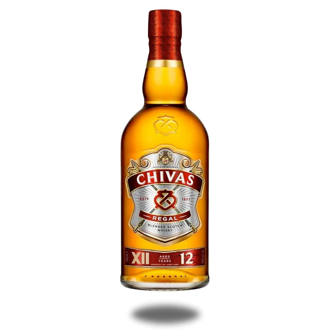 Frente da garrafa de whisky chivas regal 12 1L