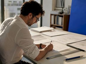 Drafter working at model space drafting table