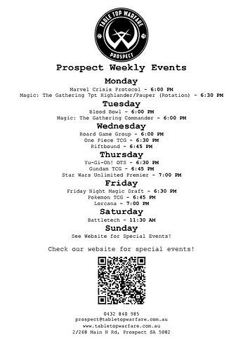 Prospect Weekly Events