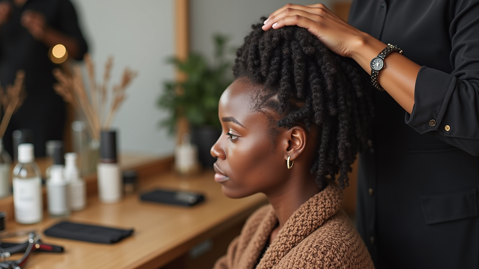 Vue de haut d’un salon de coiffure à domicile avec outils pour locs