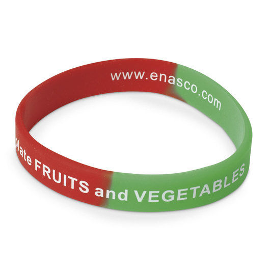 Nasco Silicone Wristbands - Fruits and Veggies - 8 in. x 1/2 in. - Package of 50