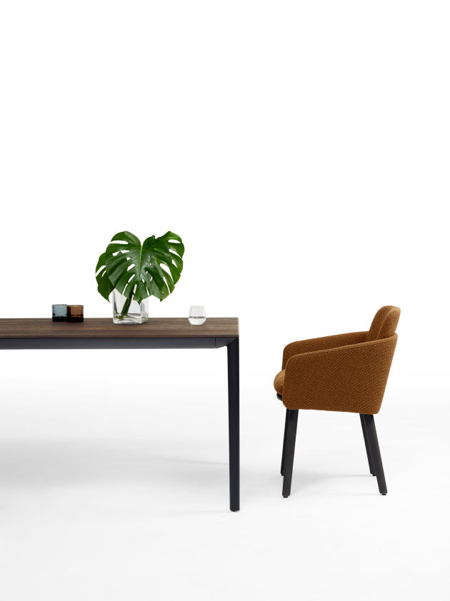 Thumbnail: Eetkamerstoel Stoel Arco Laze Armstoel Armleuning Hout Stof Leder