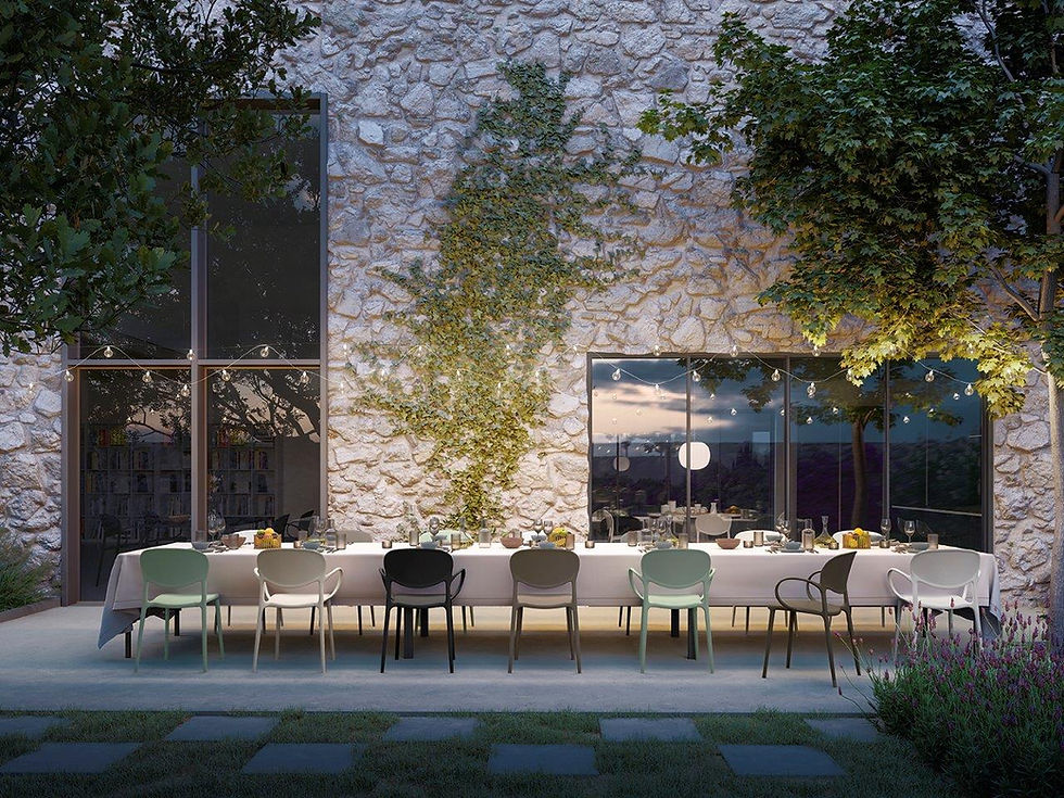 Thumbnail: tuinstoel in kunststof met armleuningen. Weerbestendig, licht en ideaal voor terras, tui