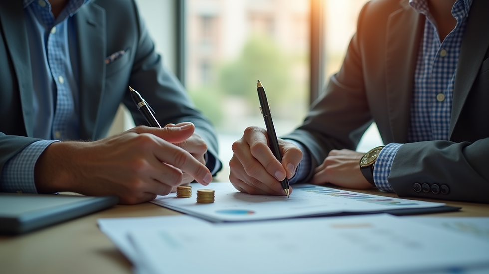 Eye-level view of a financial planner discussing investment options with a client
