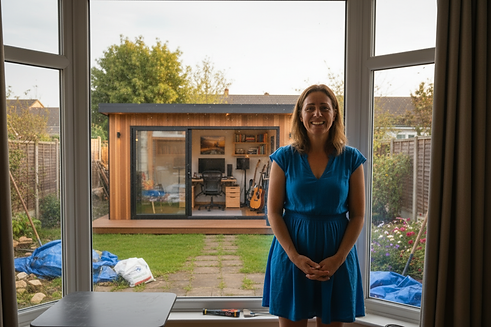 Happy Alden Customer in front of finished project.png