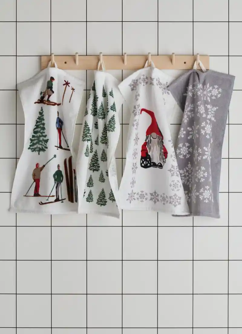 Rustas jul kökshanddukar med julmotiv