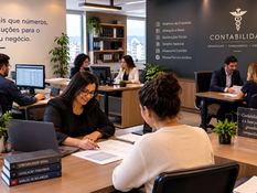 Escritorio contabil com clientes e contadores