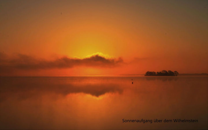Sonnenaufgang, Die Sonne geht über dem Wilhelmstein auf, April 2016 © Karin Nick | Fotogruppe LichtGestalten Garbsen
