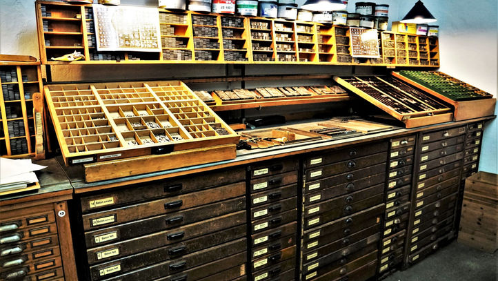 Arbeitsplatz des Druckers, Buchdrucker Museum Hannover, Januar 2022
© Rafael Ramos | Fotogruppe LichtGestalten Garbsen