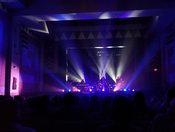 The Black Jacket Symphony on the stage performng at The Historic Ritz Theatre in Talladega, Ala