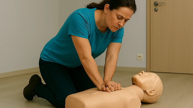 Kvinna gör HLR på en docka