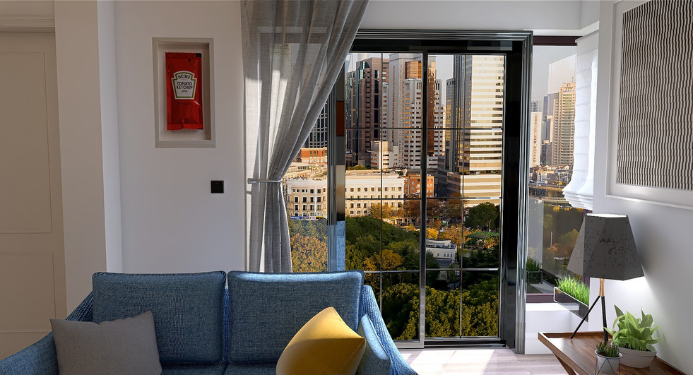 New flat, high ceilings and city views