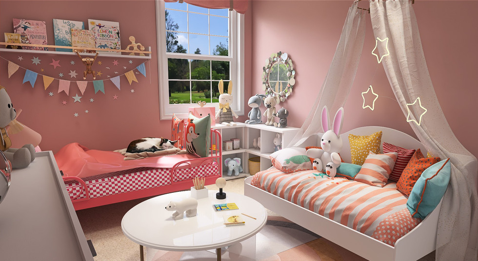 Little girl's pink and coral bedroom