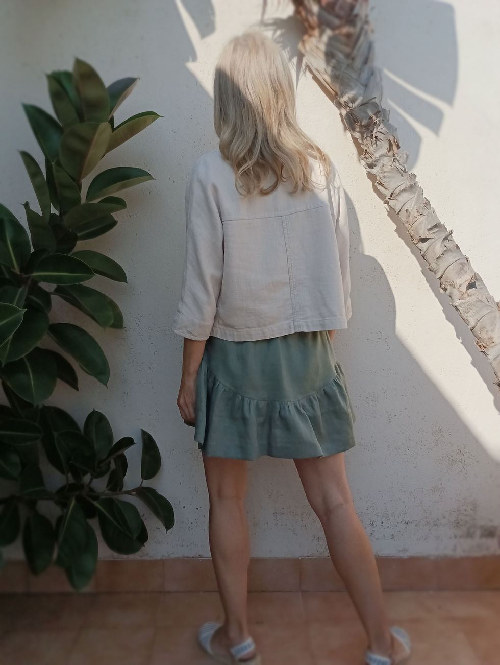 Thumbnail: Dusty green / YARROW  / slip on skorts / lightweight linen / handmade by Kadrika