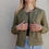 Thumbnail: Olive green / HELENIUM / tailored jacket with long sleeves / ramie tweed / handmade by Kadrika