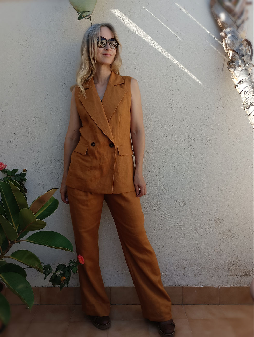 Thumbnail: Honey / GIRASOL / high waisted wide pants / heavy linen / handmade by Kadrika