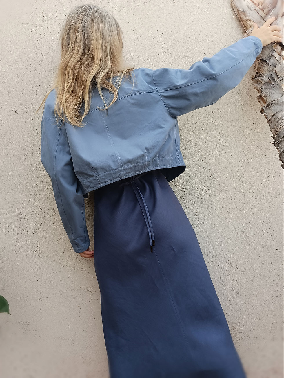Thumbnail: Blue / FARFARA / cropped bomber jacket / cotton twill / handmade by Kadrika