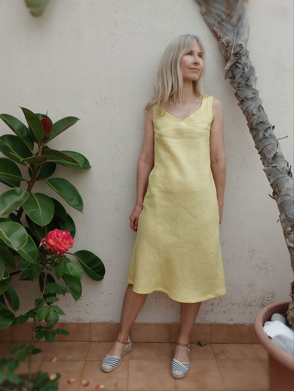 Thumbnail: Yellow / SHORT FERN / bias midi dress / lightweight linen / handmade by Kadrika