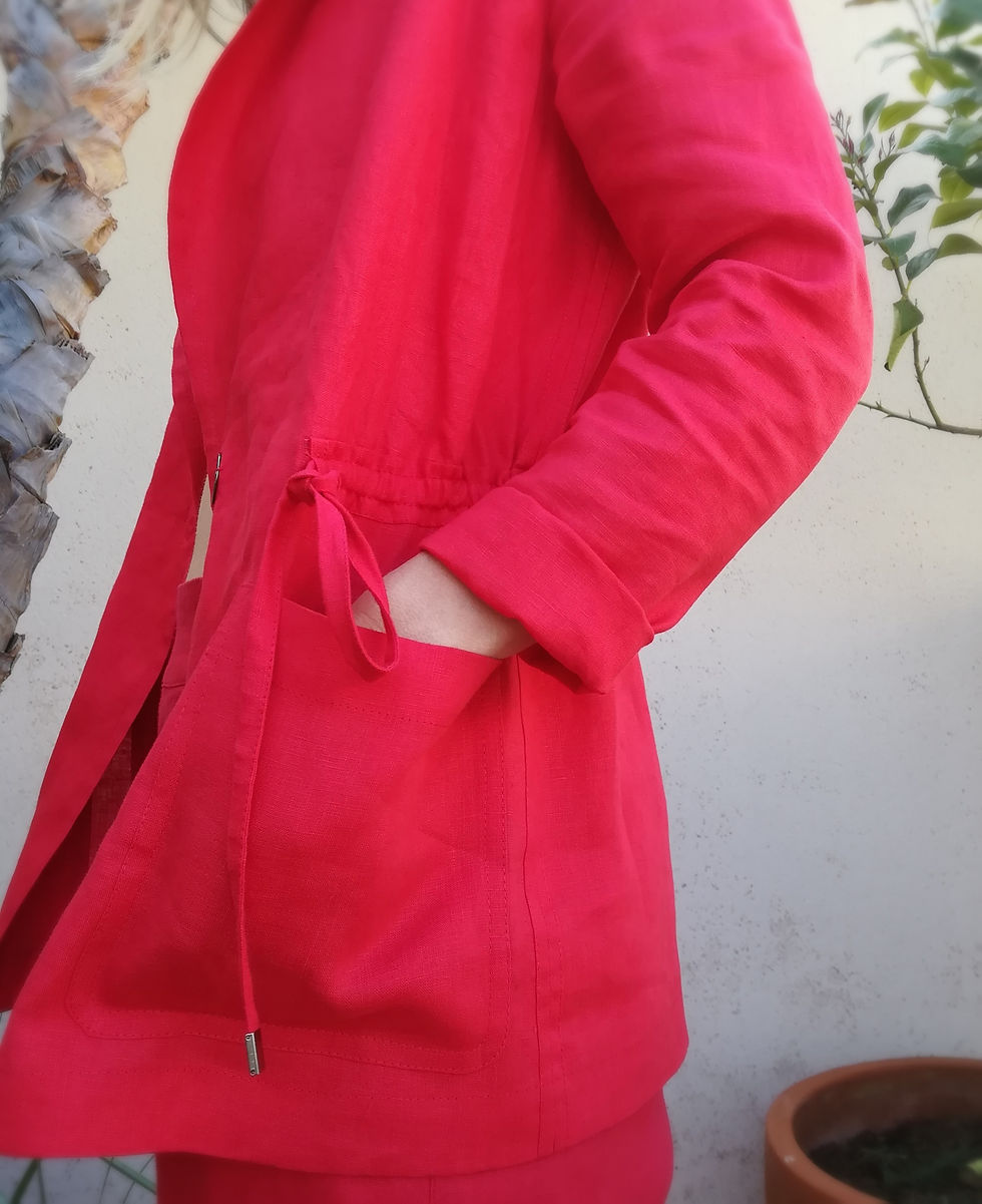 Thumbnail: Red / WILD BERRY / blazer / medium weight linen / handmade by Kadrika