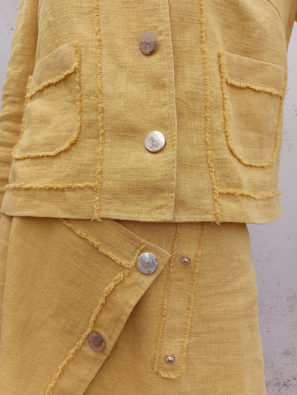 Thumbnail: Yellow / HELENIUM AUTUMNALE / wrap-skirt / ramie tweed / handmade by Kadrika
