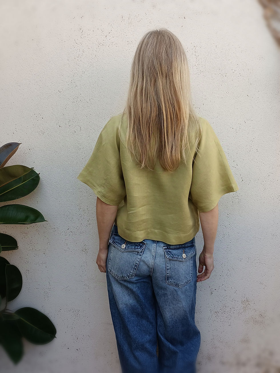 Thumbnail: Spring green / GENTIANA / kimono sleeve top / lightweight linen / handmade by Kadrika