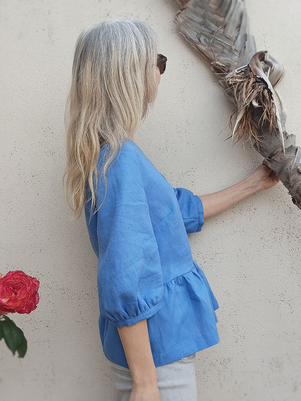 Thumbnail: Fresh yellow / SPRING SALVIA / 3/4-sleeve peplum top / medium weight linen / handmade by Kadrika