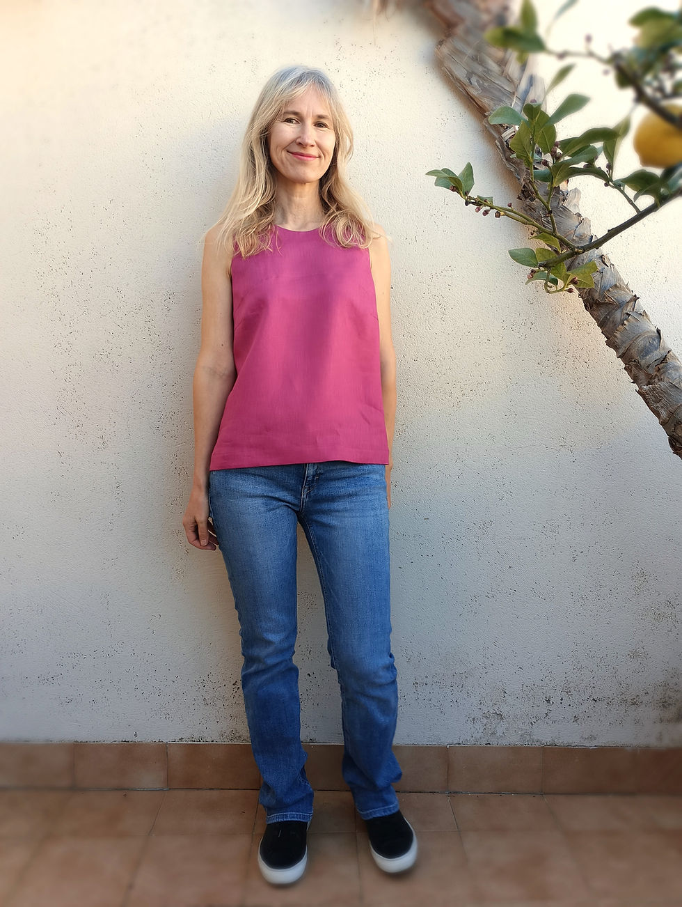 Fuchsia purple / DAISY / tank top / lightweight linen / handmade by Kadrika