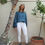 Thumbnail: Boat neck top with long puff sleeves, raglan cut / CORN / Teal blue