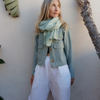 Cotton Twill, cropped kimono-sleeve jacket