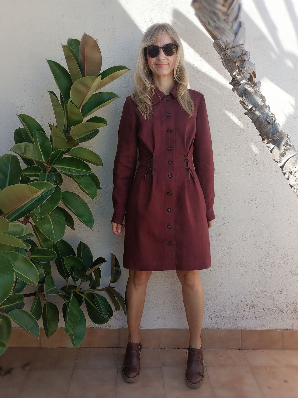 Thumbnail: Purple / LOTUS /  shirt dress with long sleeve / heavy linen / handmade by Kadrika