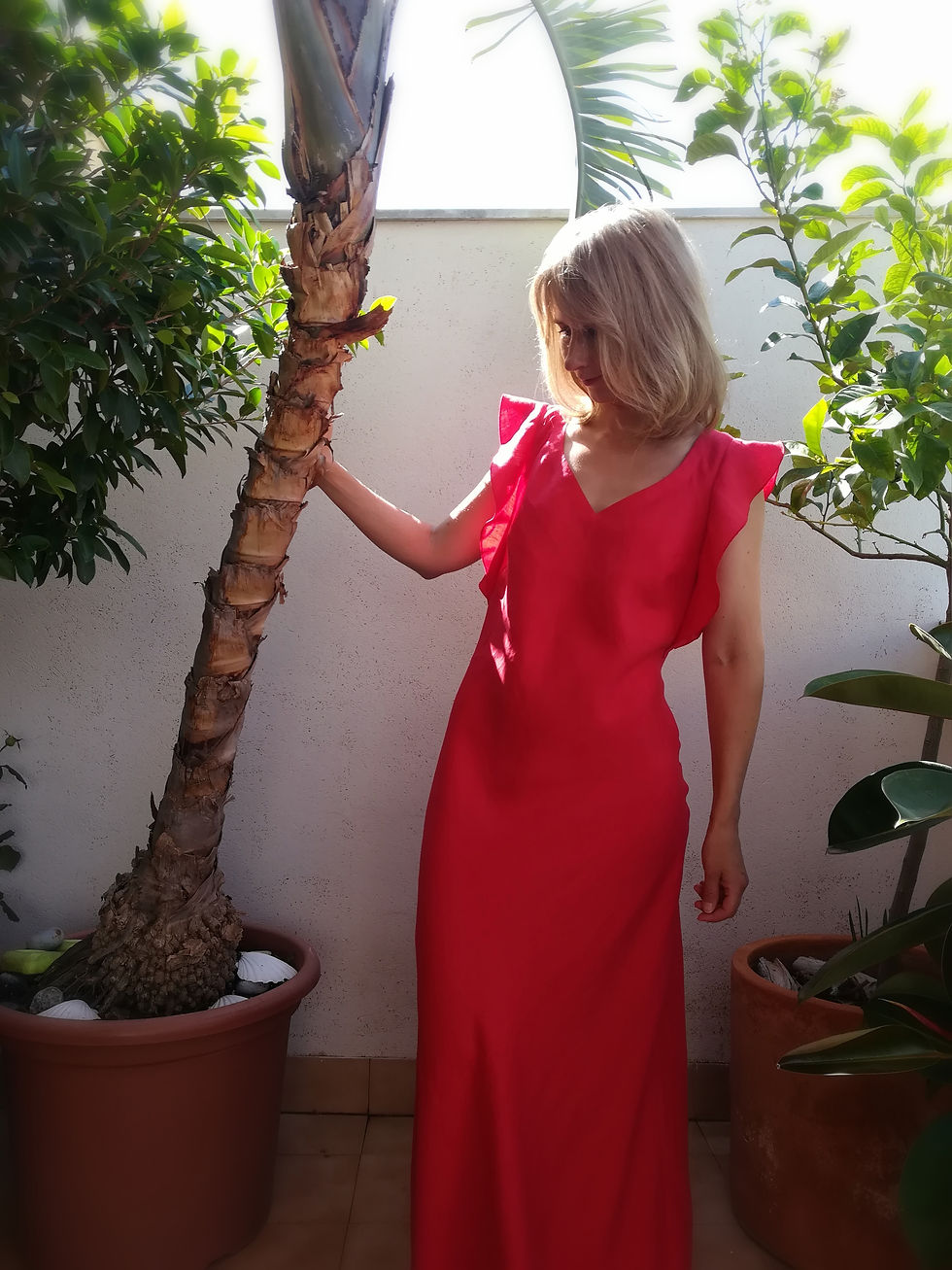 Thumbnail: Red / FERN / bias elegant maxi dress / medium weight linen / handmade by Kadrika