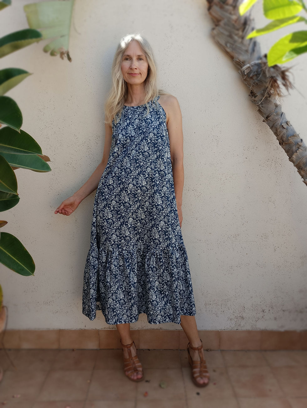 Thumbnail: Navy / SNAPDRAGON / sleeveless tiered dress / floral lawn cotton / handmade by Kadrika