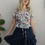 Thumbnail: Pale pink / LANTANA / short-sleeve wrap-top / floral cotton poplin / handmade by Kadrika