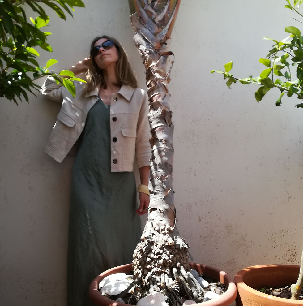 Thumbnail: Beige / DANDELION / cropped jacket with 3/4 sleeves / ramie tweed / handmade by Kadrika