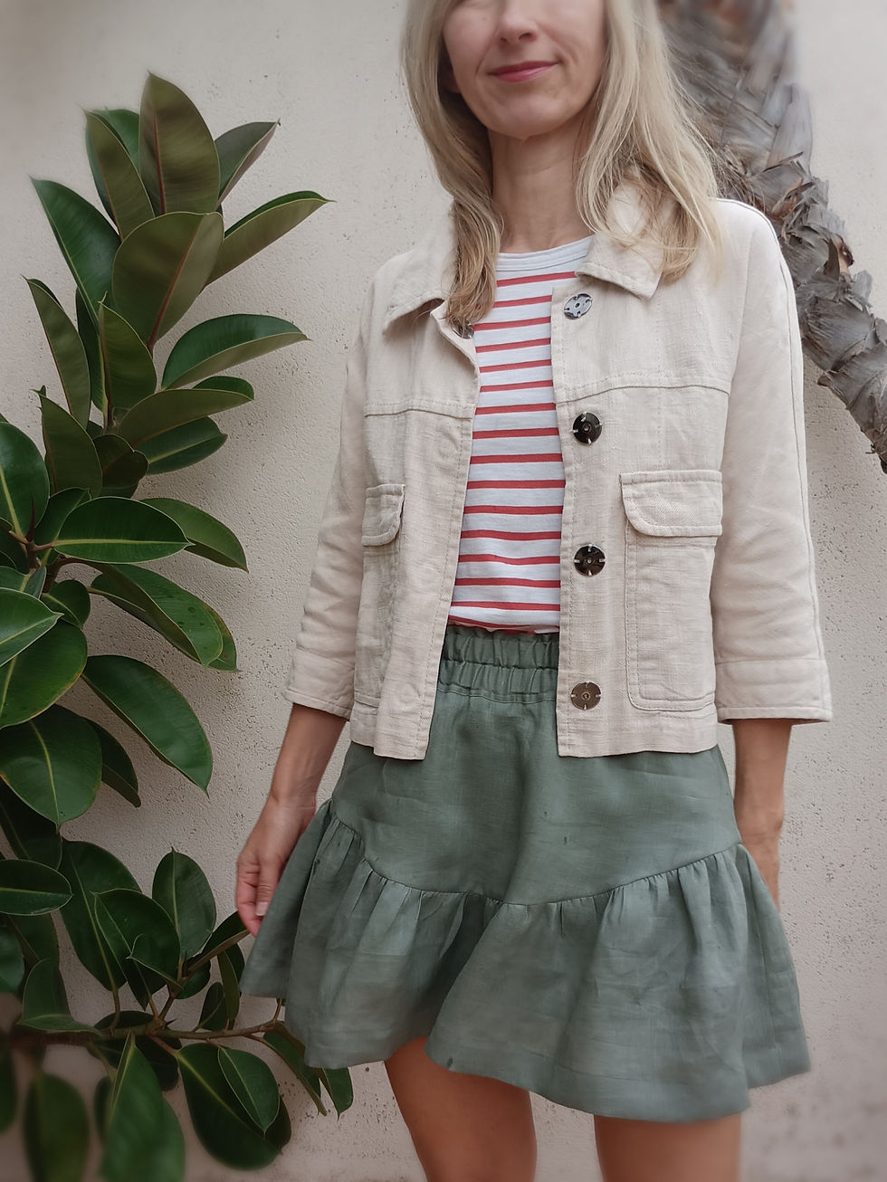 Thumbnail: Dusty green / YARROW  / slip on skorts / lightweight linen / handmade by Kadrika