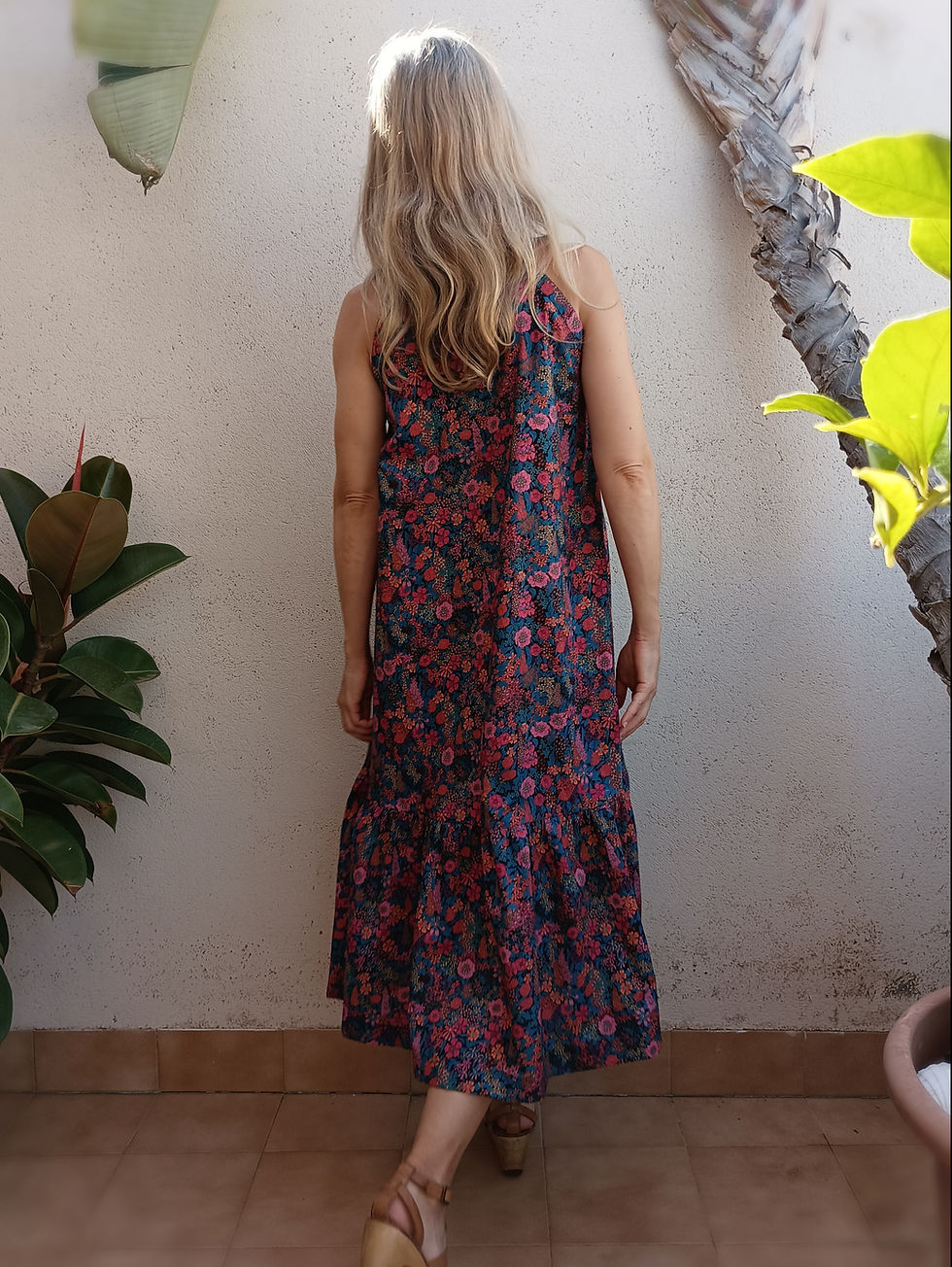 Thumbnail: Pink / SNAPDRAGON / sleeveless tiered dress / floral lawn cotton / handmade by Kadrika