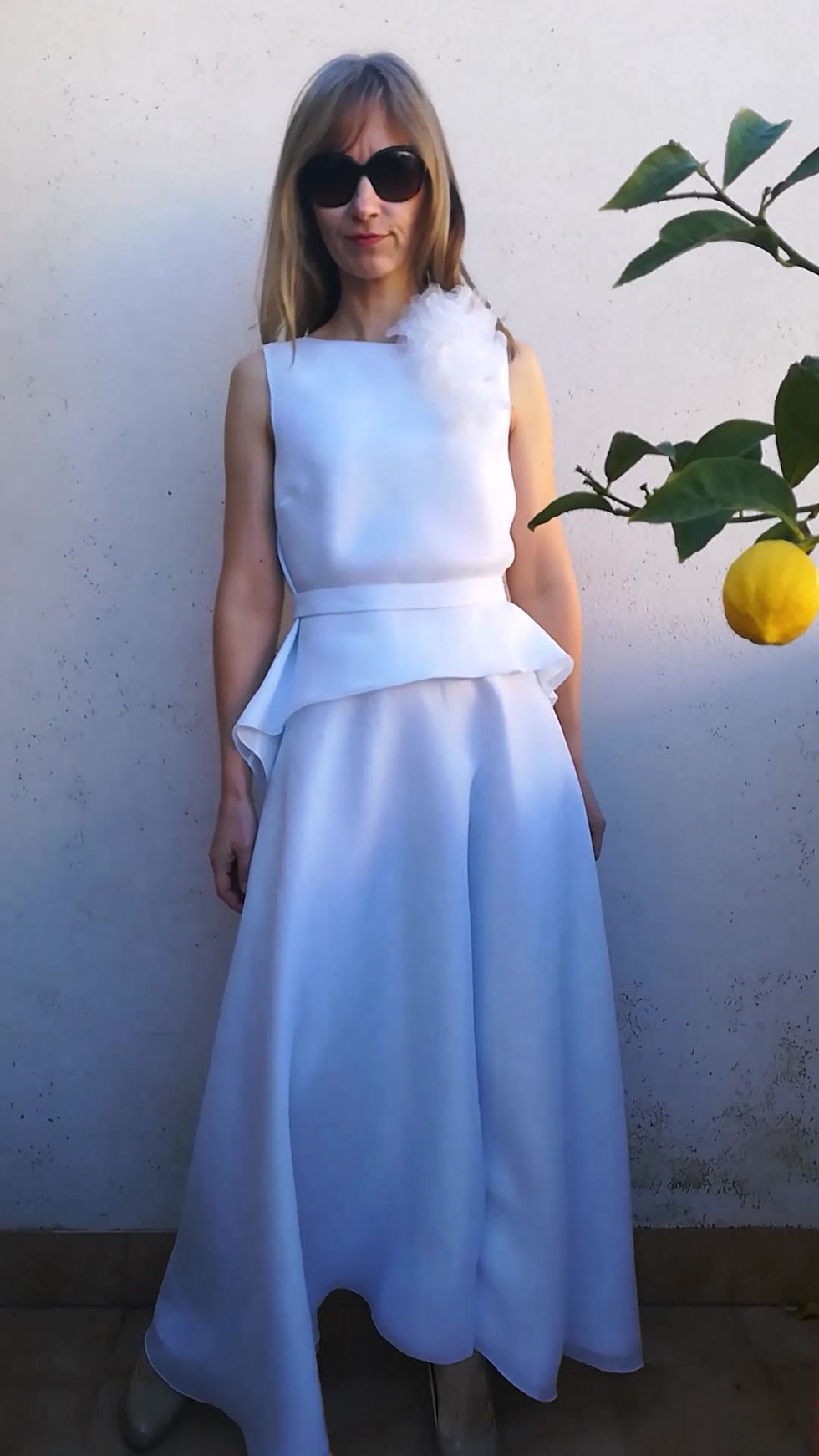 Thumbnail: Moonlight jade / PERIWINKLE / sleeveless open back top with belt / lightweight ramie and linen / handmade by Kadrika