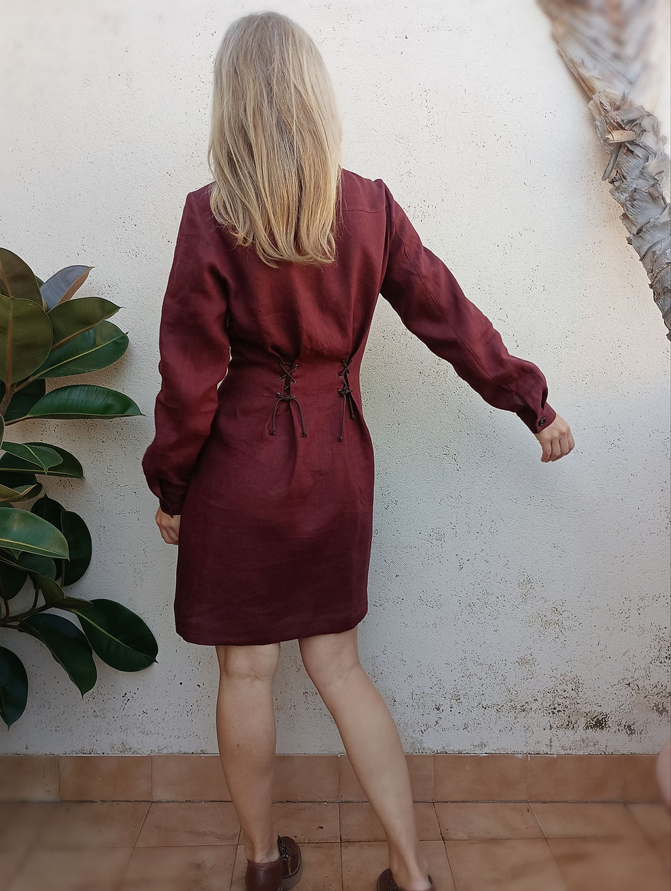 Thumbnail: Purple / LOTUS /  shirt dress with long sleeve / heavy linen / handmade by Kadrika